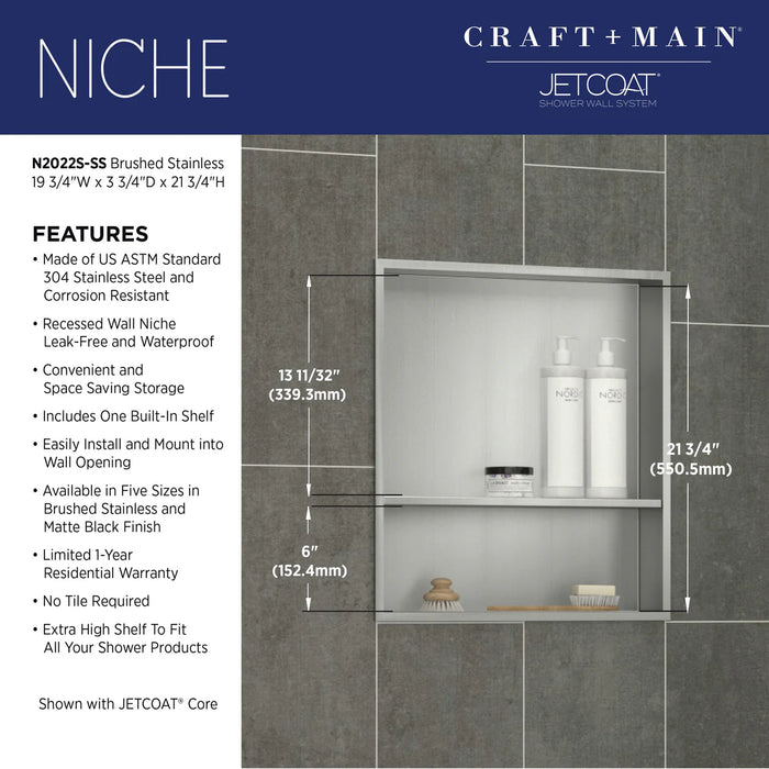 Stainless Steel Brushed Stainless Shower Niche Brushed Stainless 7