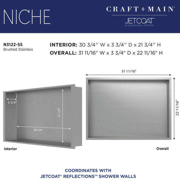 Stainless Steel Brushed Stainless Shower Niche Brushed Stainless 9