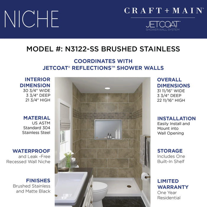 Stainless Steel Brushed Stainless Shower Niche Brushed Stainless 7