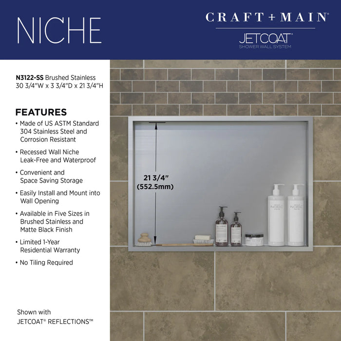 Stainless Steel Brushed Stainless Shower Niche Brushed Stainless 8