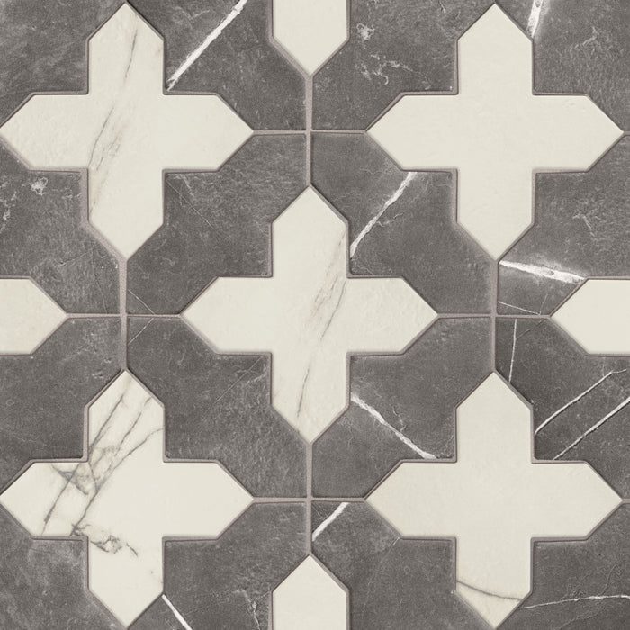 Istanbul Porcelain Templar Shield Night with Day Cross Tile Mixed 1