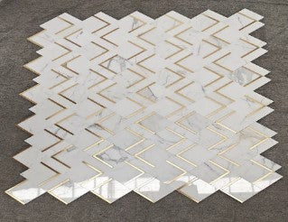 Calacatta & Brass Waterjet Polished Marble Mosaic - Arrowhead