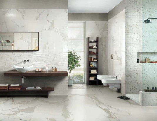 Honed Calacatta Cerim Porcelain Tile - 12" x 24"