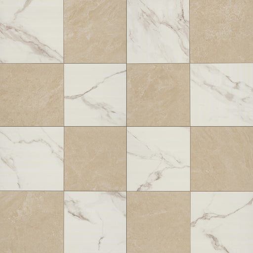 Casa Duet Porcelain Calacatta Cream Checkered Tile Matte 1