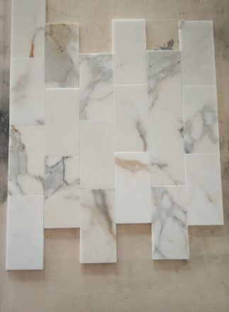 Calacatta Gold Honed Marble Tile - 3" x 12"