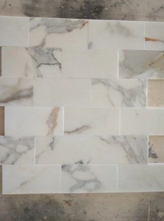 Calacatta Gold Marble Tile - 3" x 12" Honed