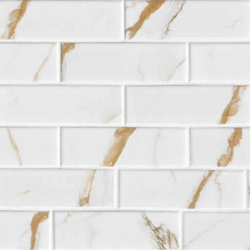 Calacatta Porcelain Gold Subway Tile Polished 1