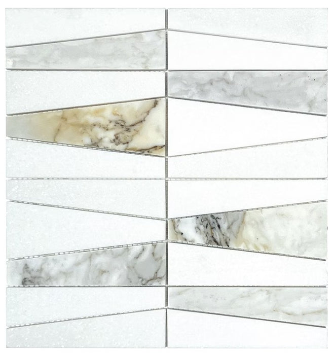 Calacatta Gold & Thassos White Marble Mosaic Mixed 1