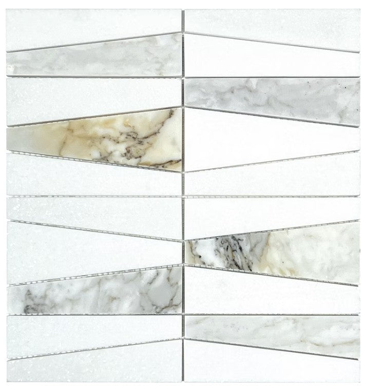 Calacatta Gold & Thassos White Marble Mosaic Mixed 1