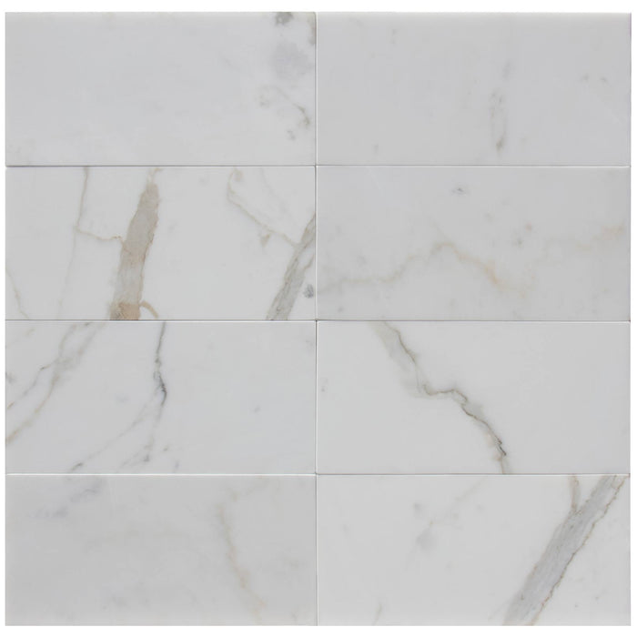 Calacatta Gold Honed Marble Tile - 6" x 18" x 3/8"