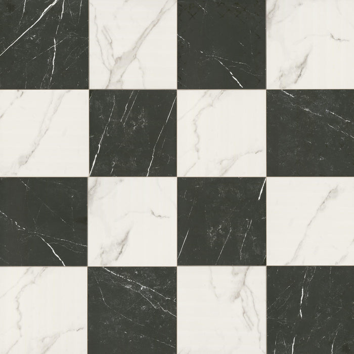 Casa Duet Porcelain Calacatta Marquina Checkered Tile Matte 1