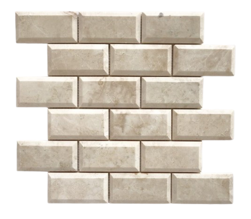 Cappuccino Marble Mosaic - 2" x 4" Beveled Brick Polished