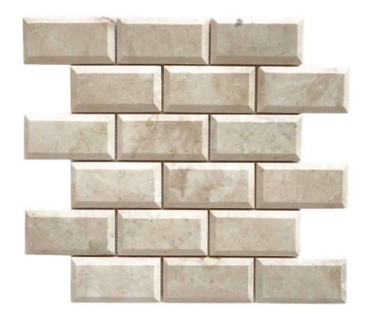 Full Sheet Sample - Cappuccino Brick Marble Mosaic - 2" x 4" x 3/8" Polished