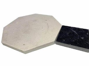 Full Tile Sample - Champagne Octagon Limestone with Nero Marquina Keys Marble Tile - 12" x 12" x 3/8" Honed