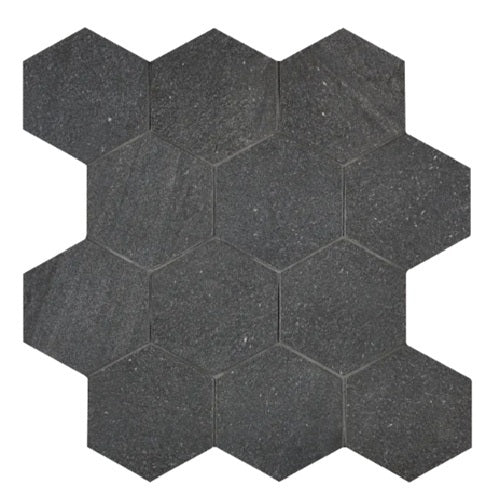 Fluida Carbo Porcelain Mosaic - 4" Hexagon