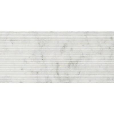 White Carrara Bamboo Textured Marble Tile - 12" x 24" x 3/8"
