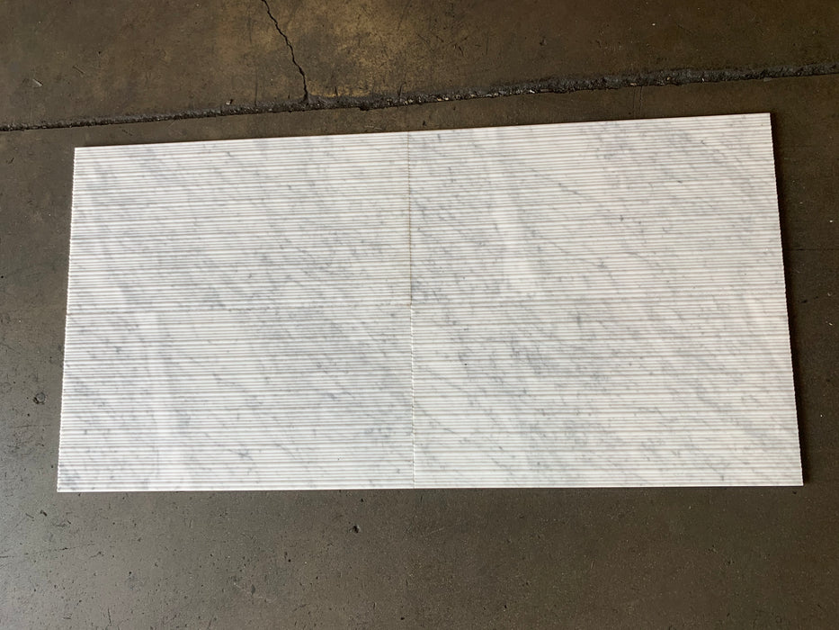 Textured White Carrara Bamboo Marble Tile - 12" x 24"