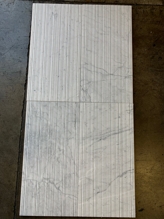 White Carrara Textured Bamboo Marble Tile