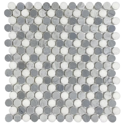 Carrara White, Bardiglio & Thassos White Blend Marble Mosaic Polished 1