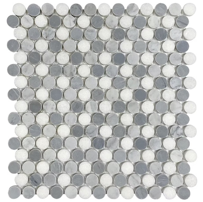 Carrara White, Bardiglio & Thassos White Blend Marble Mosaic Polished 1