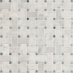 Carrara White Marble Mosaic - Basket Weave