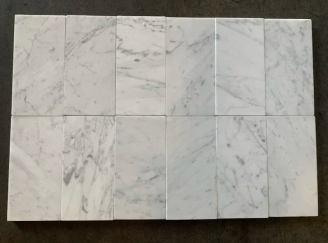 White Carrara Marble Tile Honed 16