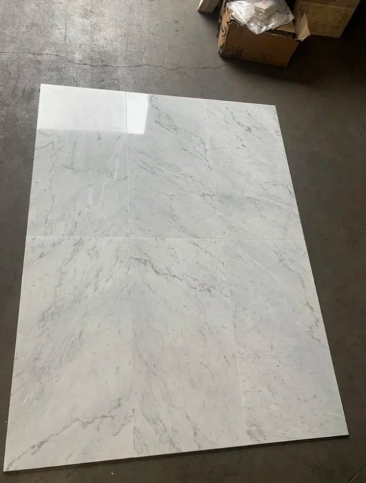 White Carrara Marble Tile Polished 10