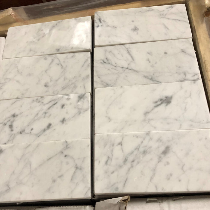 White Carrara Marble Tile - 6" x 12" Honed