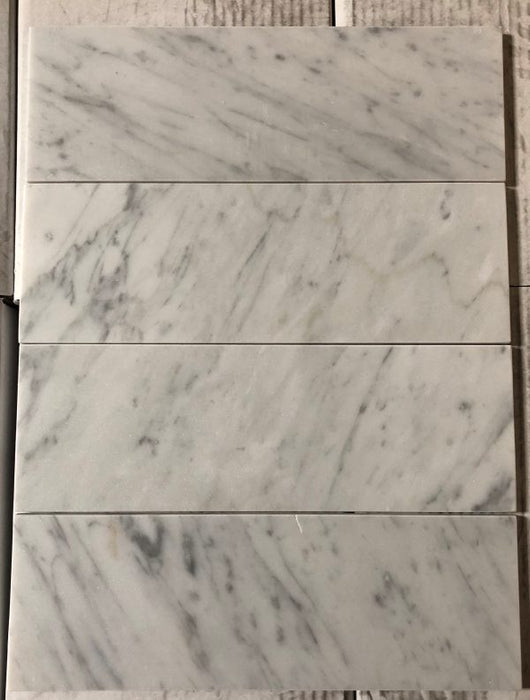 White Carrara Marble Tile - 6" x 18" Honed