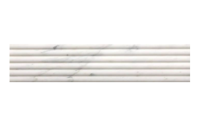 Full Tile Sample - White Carrara Fluted Marble Tile - 6" x 24" x 3/4" Honed