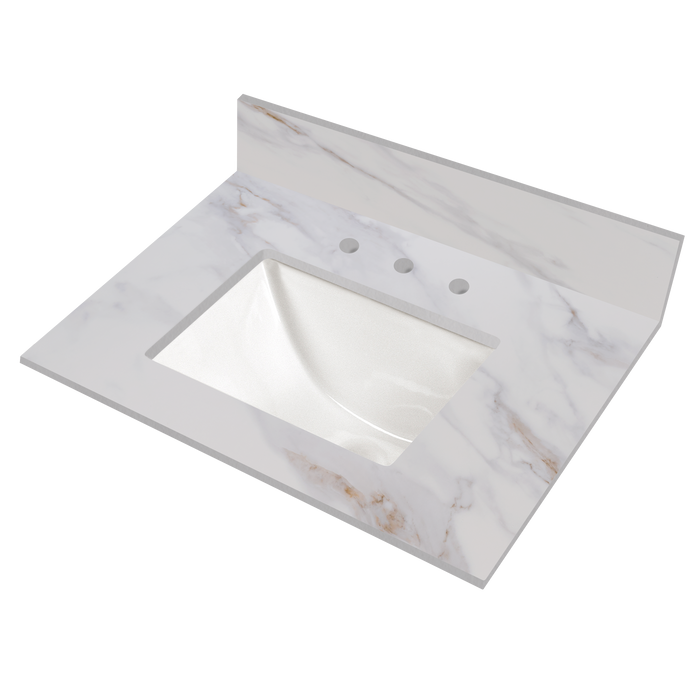 Calacatta Castana Polished Q Plus Vanity Top With Single Sink - 61" x 22"