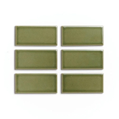 Full Tile Sample - Ceramic Kelp Forest Clay Tile - 2" x 4" x 3/4" Gloss