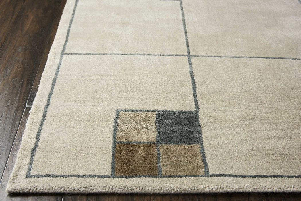 Christopher Guy Wool & Silk Ecru CGS04 Wool Blend Contemporary Area Rug - 12 Ft x Square