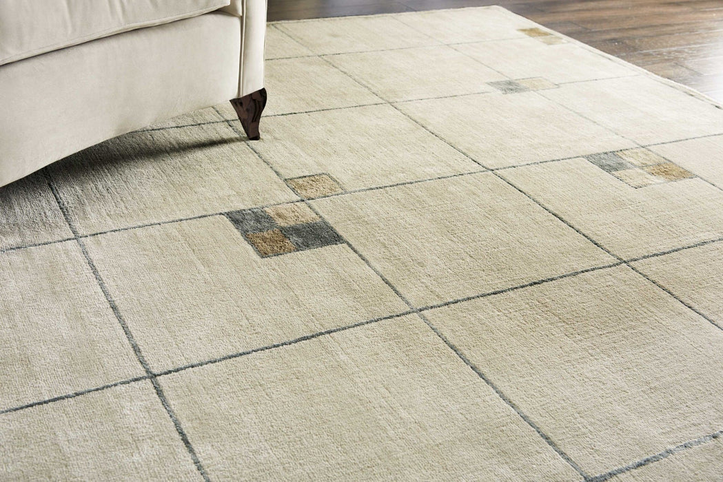 Christopher Guy Wool & Silk Ecru CGS04 Wool Blend Contemporary Area Rug - 8 Ft x Square