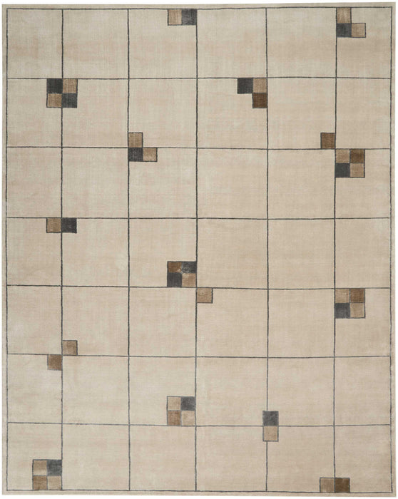 Christopher Guy Wool & Silk Ecru CGS04 Wool Blend Contemporary Area Rug - 12 Ft x Square