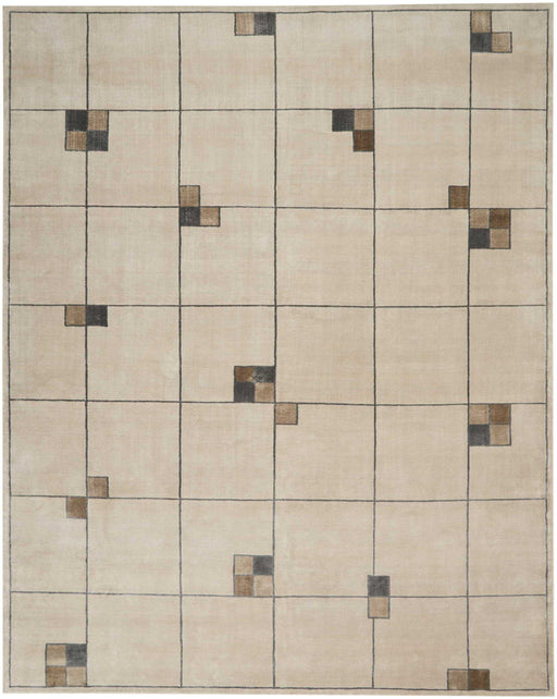 Christopher Guy Wool & Silk Ecru CGS04 Wool Blend Contemporary Area Rug - 10 Ft x 14 Ft