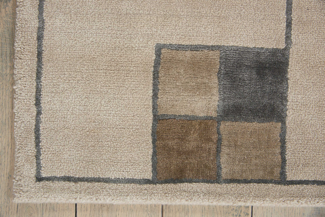 Christopher Guy Wool & Silk Ecru CGS04 Wool Blend Contemporary Area Rug - 12 Ft x Square