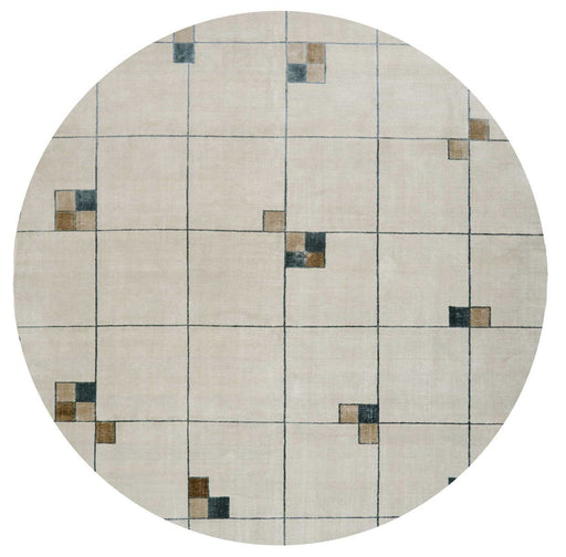 Christopher Guy Wool & Silk Ecru CGS04 Wool Blend Contemporary Area Rug - 8 Ft x Round