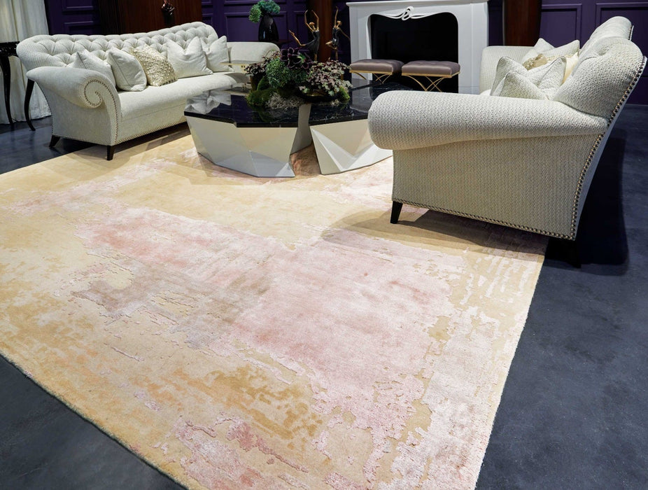Christopher Guy Wool & Silk Shale Dusky Rose CGS05 Wool Blend Contemporary Area Rug - 6 Ft x Round
