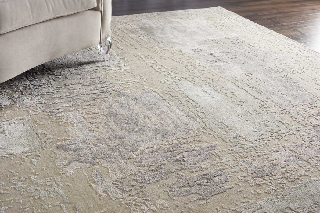 Christopher Guy Wool & Silk Ajmer Misted Morning And Ciel CGS06 Wool Blend Contemporary Area Rug - 6 Ft x Round