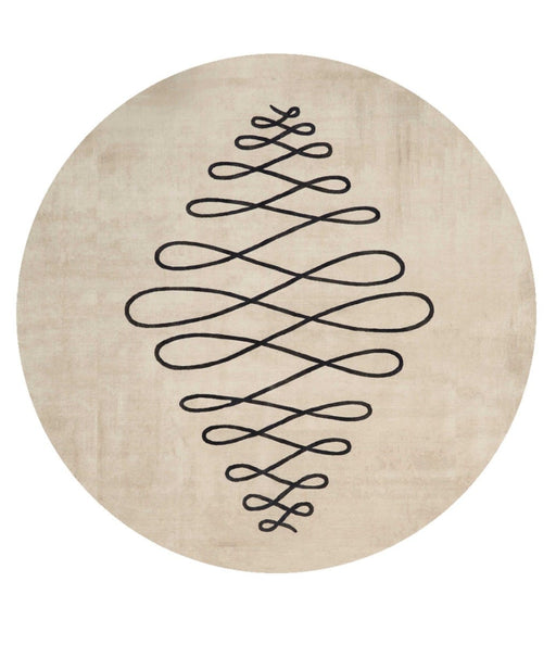 Christopher Guy Wool & Silk Sea Sand CGS09 Wool Blend Contemporary Area Rug - 8 Ft x Round