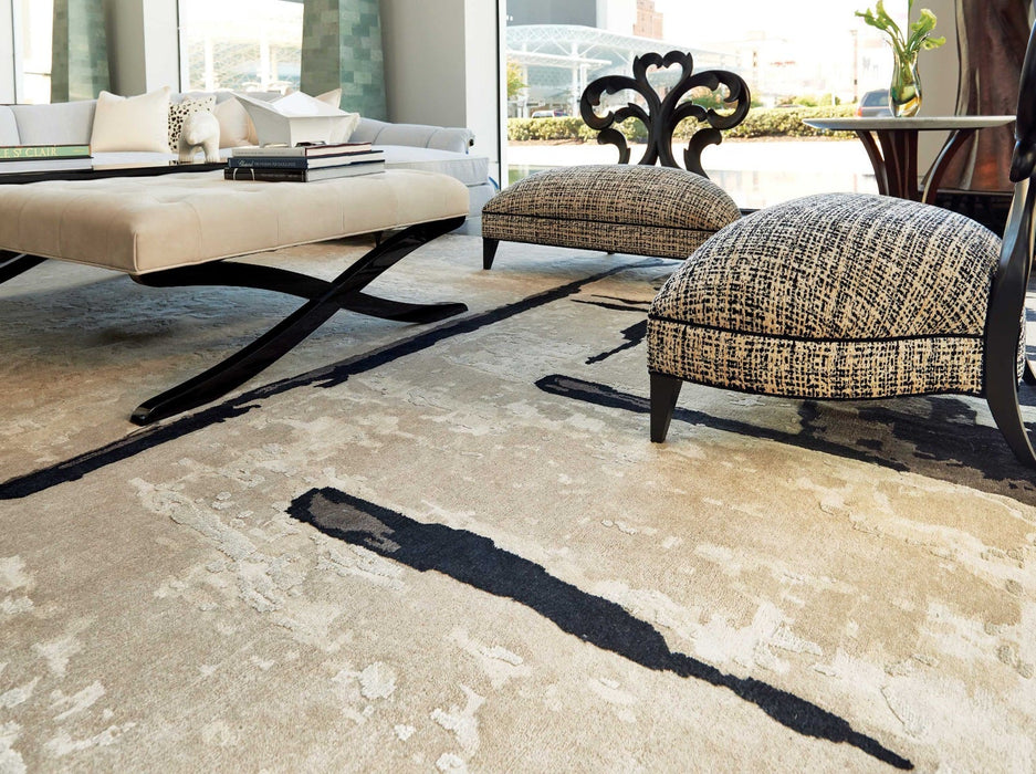 Christopher Guy Wool & Silk Sea Sand CGS11 Wool Blend Contemporary Area Rug - 6 Ft x Round