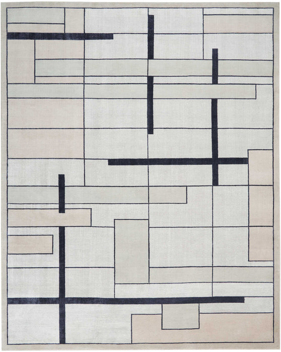 Christopher Guy Wool & Silk Silvery Moon CGS19 Wool Blend Contemporary Area Rug - 10 Ft x Round