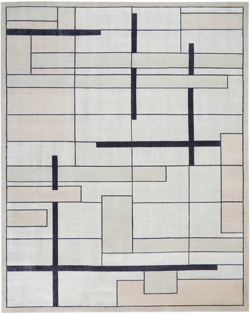 Christopher Guy Wool & Silk Silvery Moon CGS19 Wool Blend Contemporary Area Rug - 10 Ft x 14 Ft