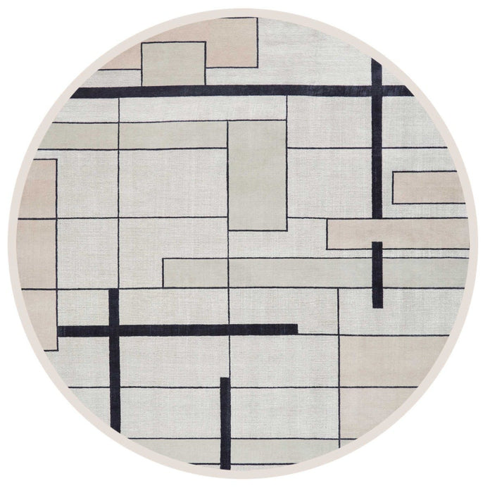 Christopher Guy Wool & Silk Silvery Moon CGS19 Wool Blend Contemporary Area Rug - 12 Ft x Round