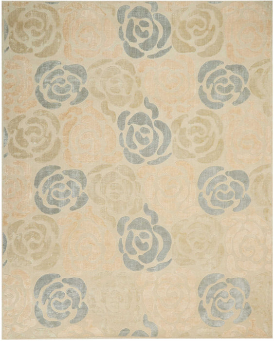 Christopher Guy Wool & Silk Sand Shell Light Chic Grey CGS20 Wool Blend Contemporary Area Rug - 10 Ft x Round