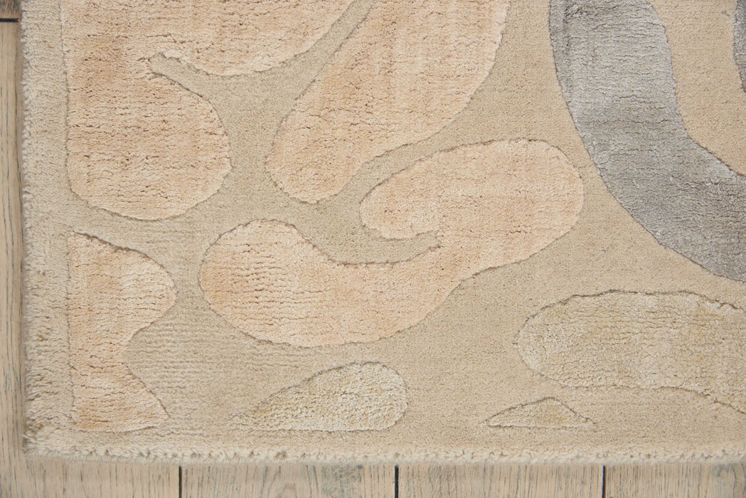 Christopher Guy Wool & Silk Sand Shell Light Chic Grey CGS20 Wool Blend Contemporary Area Rug - 12 Ft x Round
