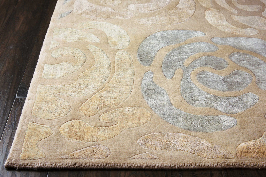 Christopher Guy Wool & Silk Sand Shell Light Chic Grey CGS20 Wool Blend Contemporary Area Rug - 6 Ft x Round