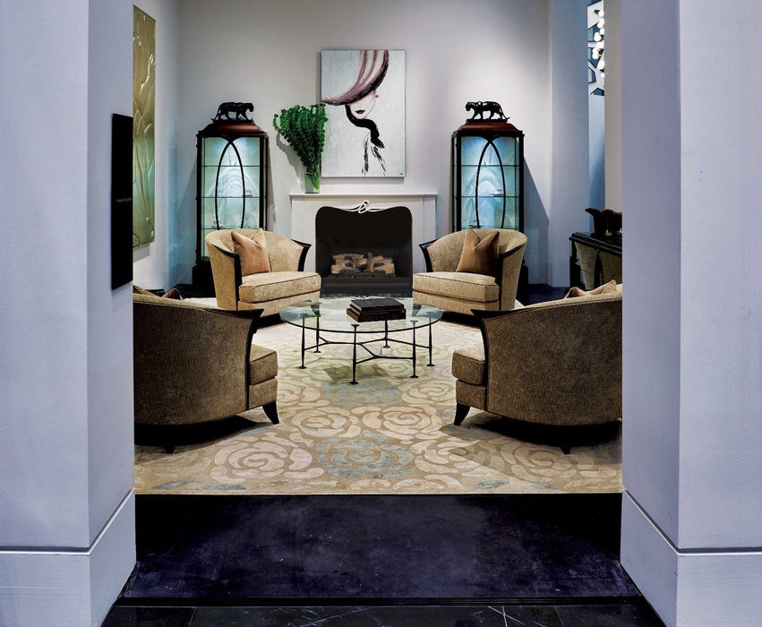 Christopher Guy Wool & Silk Sand Shell Light Chic Grey CGS20 Wool Blend Contemporary Area Rug - 10 Ft x Round