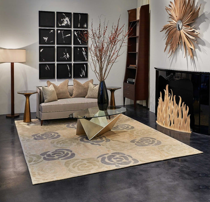 Christopher Guy Wool & Silk Sand Shell Light Chic Grey CGS20 Wool Blend Contemporary Area Rug - 10 Ft x Round
